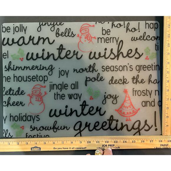 6 Hard Plastic Placemats "Winter Wishes & Greetings" Holiday Christmas Wipe, Go - Picture 2 of 3